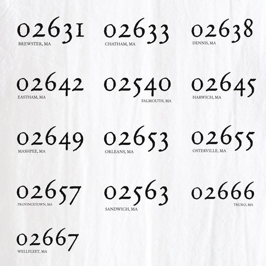Zip Code(s) Tea Towel
