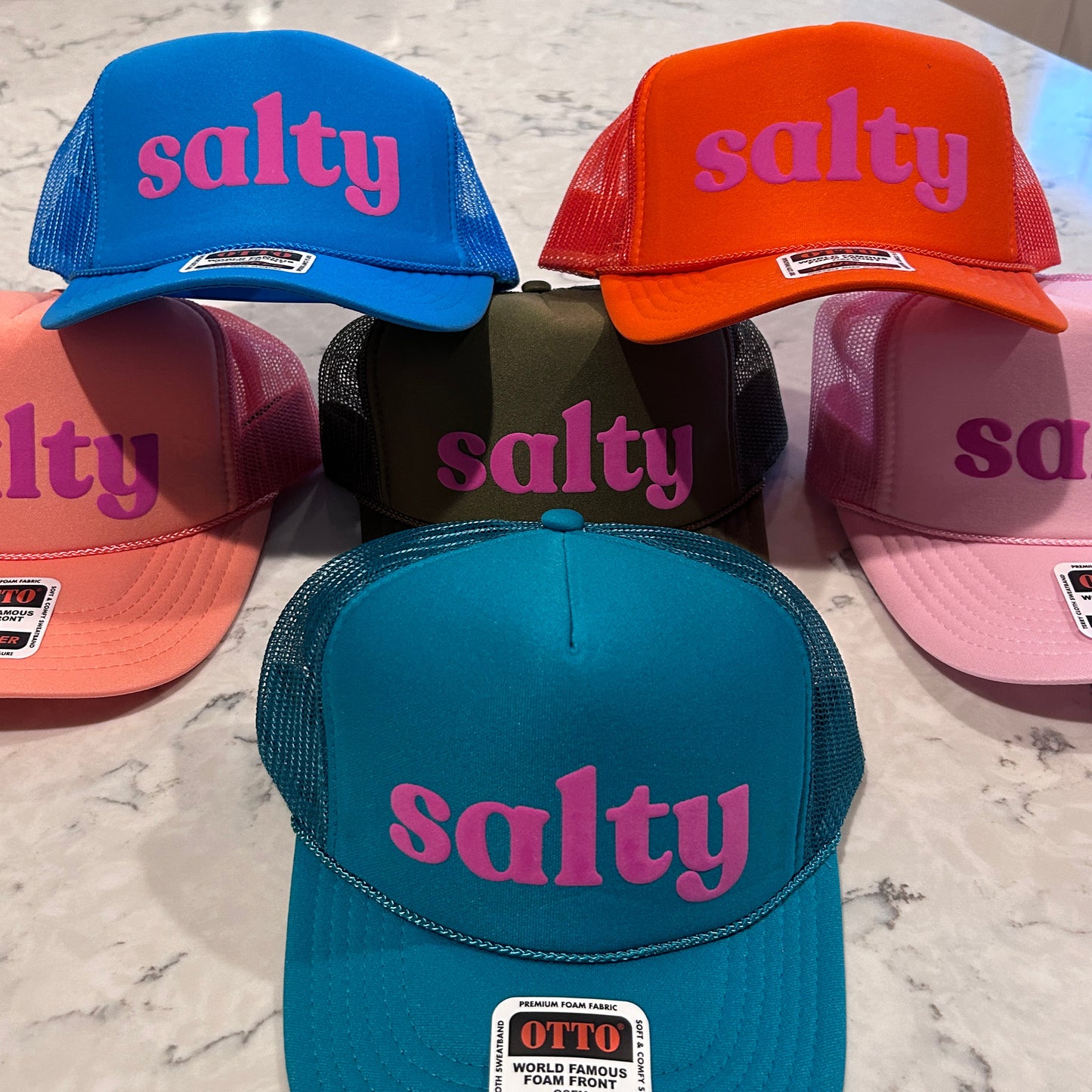 SALTY - Trucker Hats with Puff Text