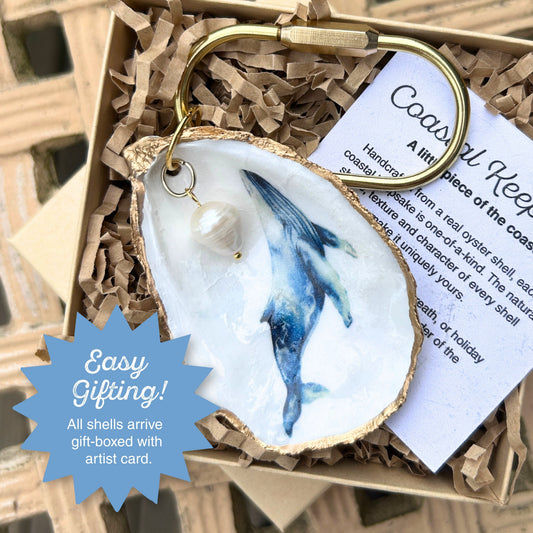 Oyster Shell Tote Bag Charm - Whale