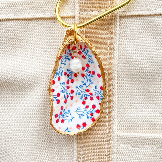 Oyster Shell Tote Bag Charm - Cherries