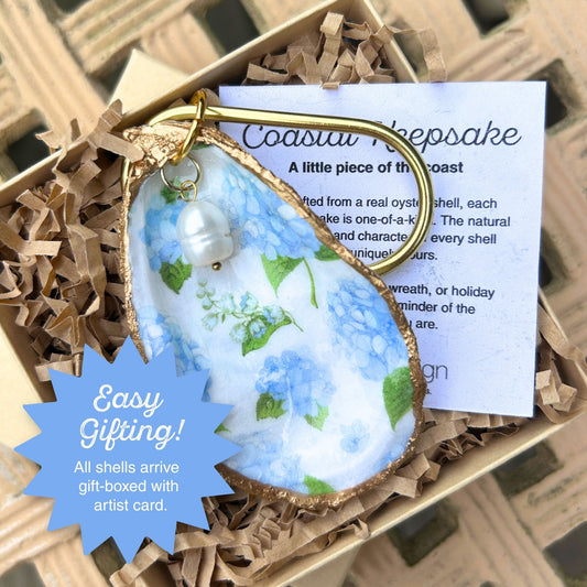 Oyster Shell Tote Bag Charm - Hydrangea
