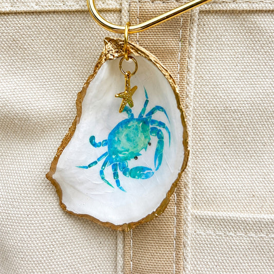 Oyster Shell Tote Bag Charm - Crab