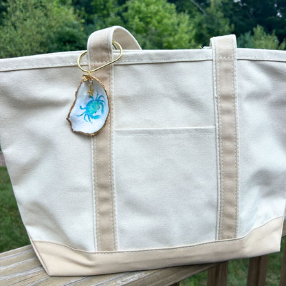 Oyster Shell Tote Bag Charm - Crab