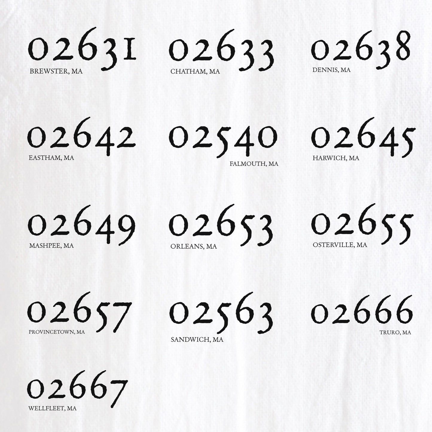 Zip Code(s) Tea Towel