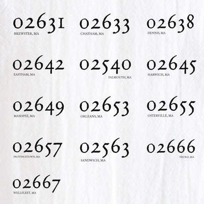 Zip Code(s) Tea Towel