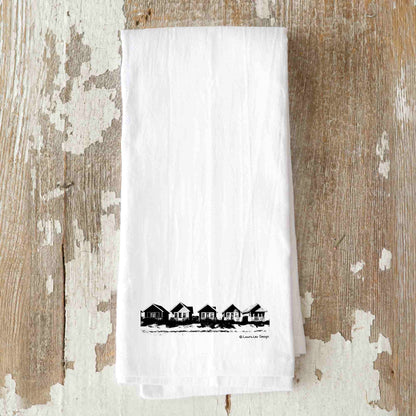 Beachfront Cottages Tea Towel