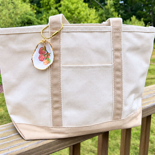 Oyster Shell Tote Bag Charm - Tomato