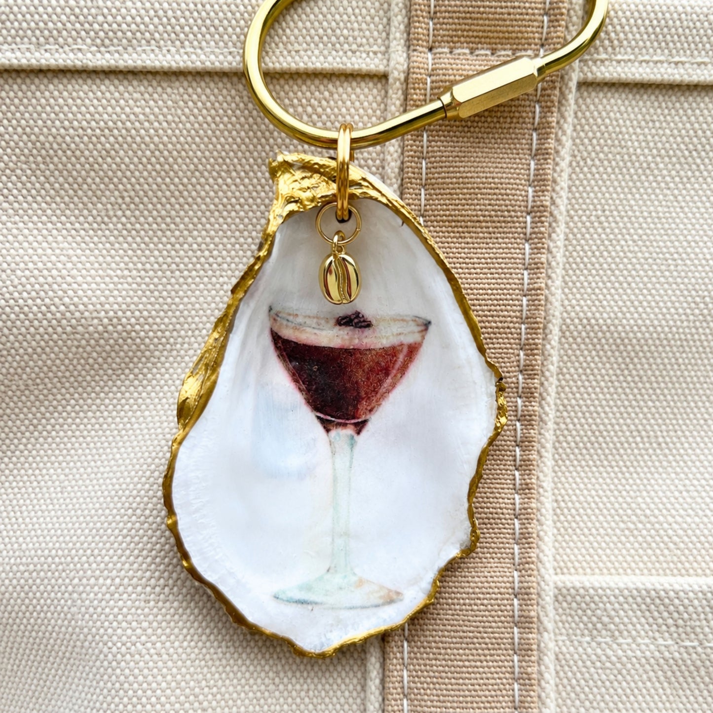 Oyster Shell Tote Bag Charm - Espresso Martini
