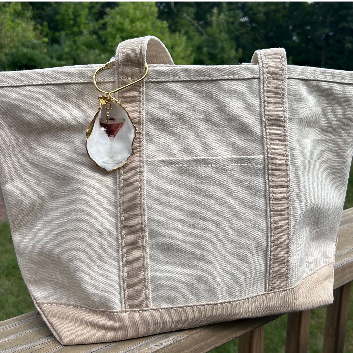 Oyster Shell Tote Bag Charm - Espresso Martini
