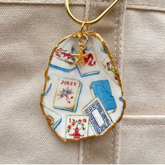 Oyster Shell Tote Bag Charm - Mahjong