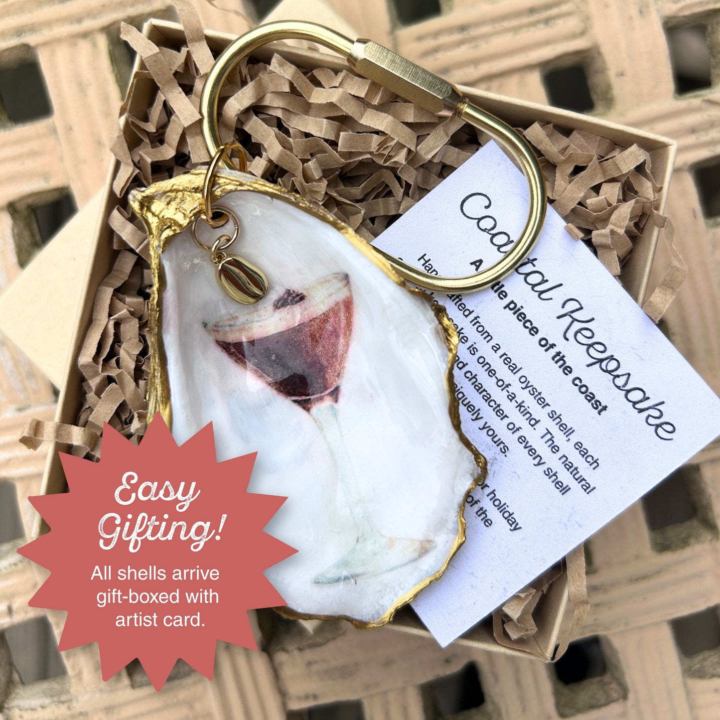 Oyster Shell Tote Bag Charm - Espresso Martini