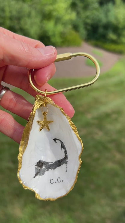 Oyster Shell Tote Bag Charm - Cape Cod Map