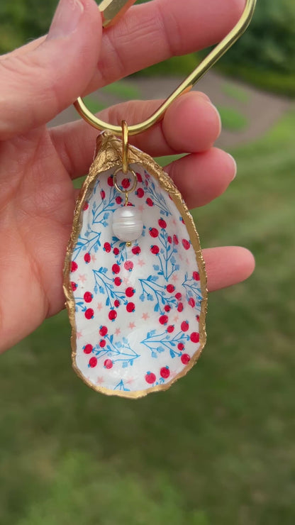 Oyster Shell Tote Bag Charm - Cherries