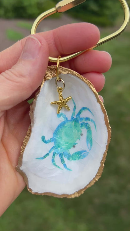 Oyster Shell Tote Bag Charm - Crab